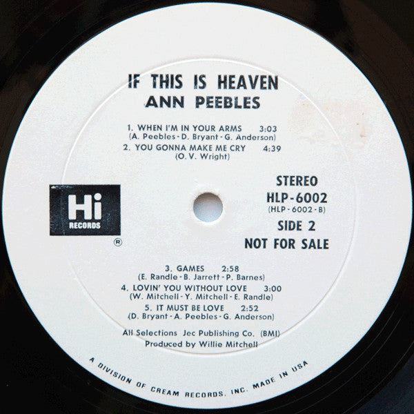 Ann Peebles : If This Is Heaven (LP, Album, Promo)