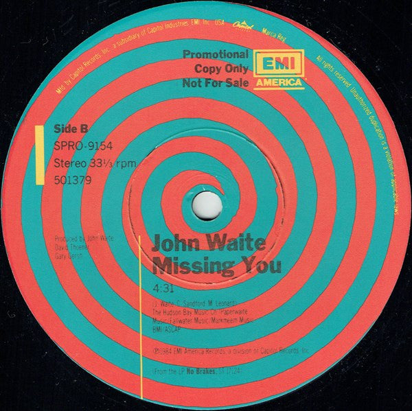 John Waite : Missing You (12", Promo)