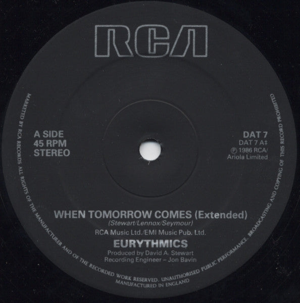 Eurythmics : When Tomorrow Comes (12")