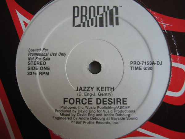 Force Desire : Jazzy Keith (12", Single, Promo)