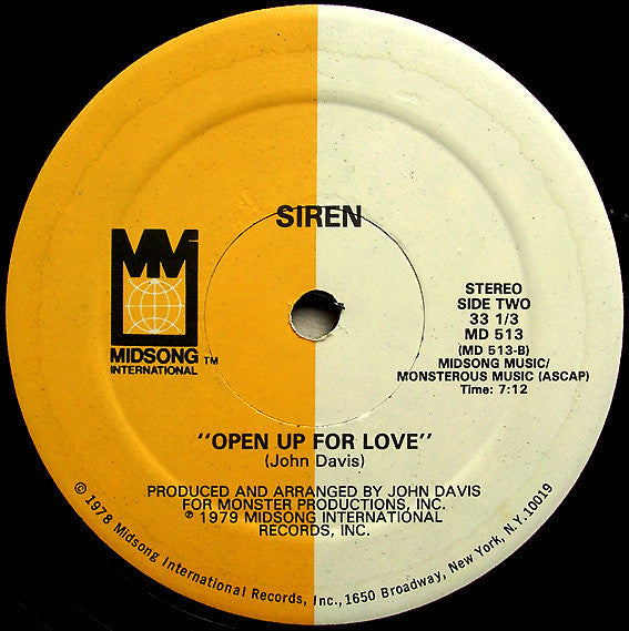 Siren (9) : Morning Music / Open Up For Love (12")