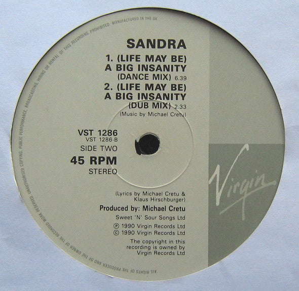 Sandra : (Life May Be) A Big Insanity (12")