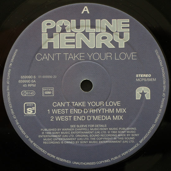 Pauline Henry : Can't Take Your Love (12")