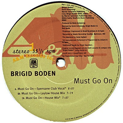Brigid Boden : Must Go On (12", Promo)