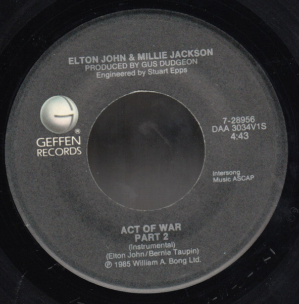 Elton John & Millie Jackson : Act Of War (7", Single, Spe)