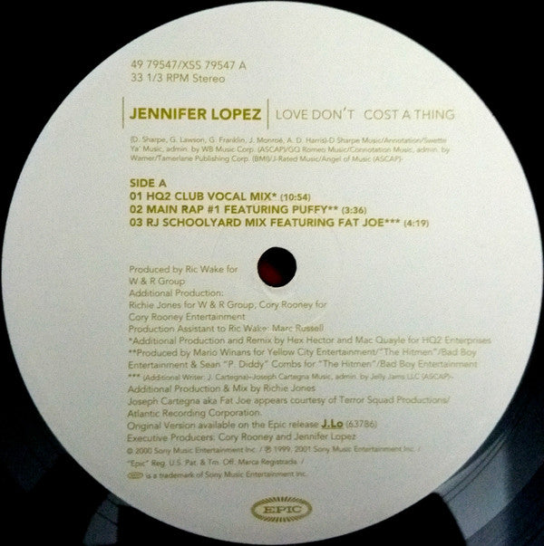 Jennifer Lopez : Love Don't Cost A Thing (12")