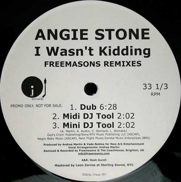 Angie Stone : I Wasn't Kidding (Freemasons Remixes) (12", Promo)