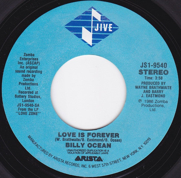 Billy Ocean : Love Is Forever / Dancefloor (7", Single, Styrene)