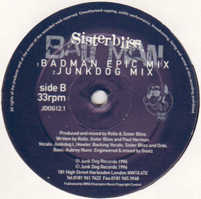 Sisterbliss* : Bad Man (12")