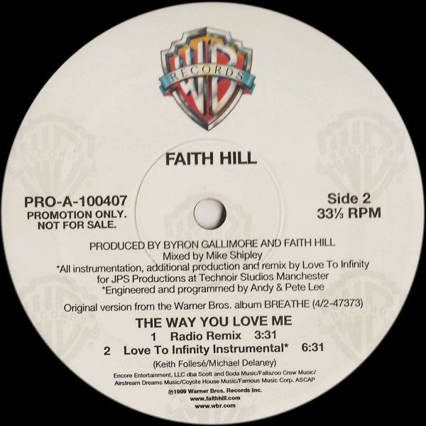 Faith Hill : The Way You Love Me (12", Promo)