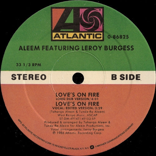 Aleem Featuring Leroy Burgess : Love's On Fire (12")