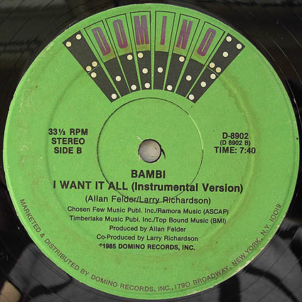 Bambi (4) : I Want It All (12", Promo)