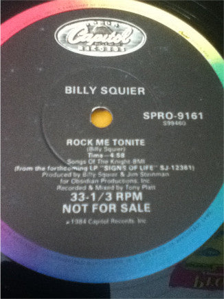 Billy Squier : Rock Me Tonite (12", Single, Promo)