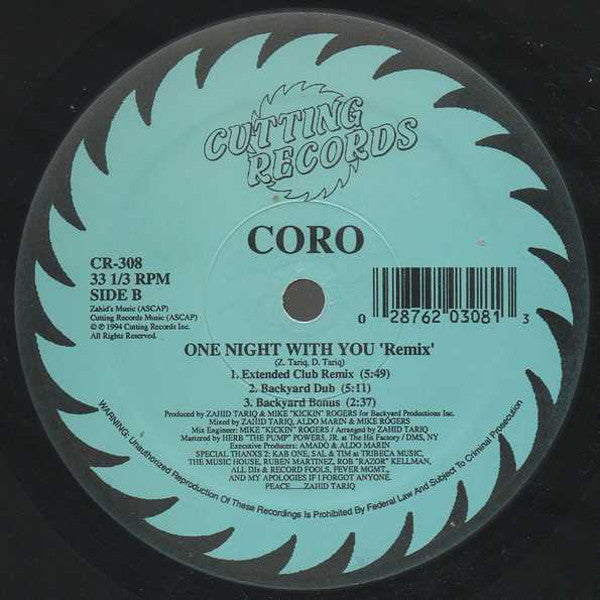 Coro : One Night With You (12")