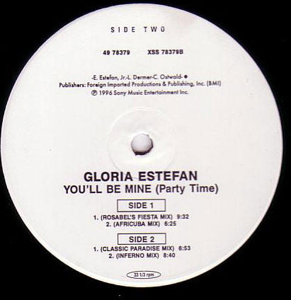 Gloria Estefan : You'll Be Mine (Party Time) (12", Single)