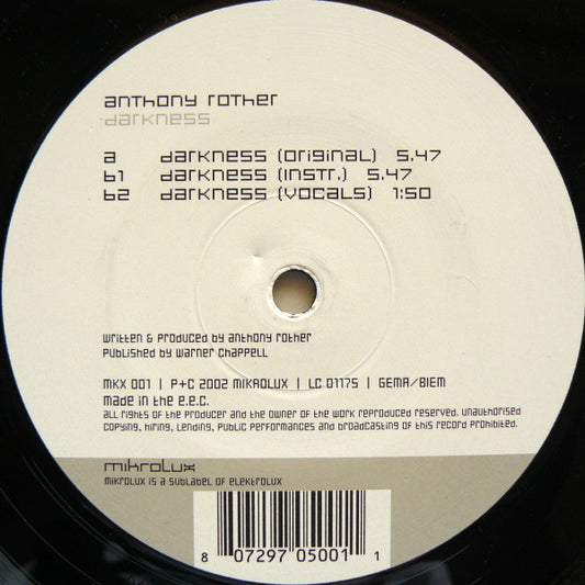 Anthony Rother : Darkness (12", Single)