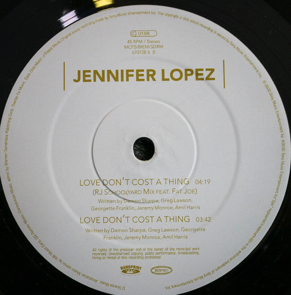 Jennifer Lopez : Love Don't Cost A Thing (12")