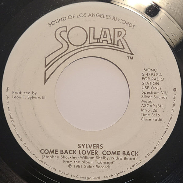 Sylvers* : Come Back Lover, Come Back (7", Promo)