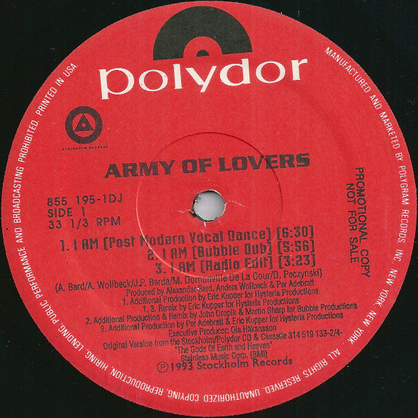 Army Of Lovers : I Am (12", Single, Promo)