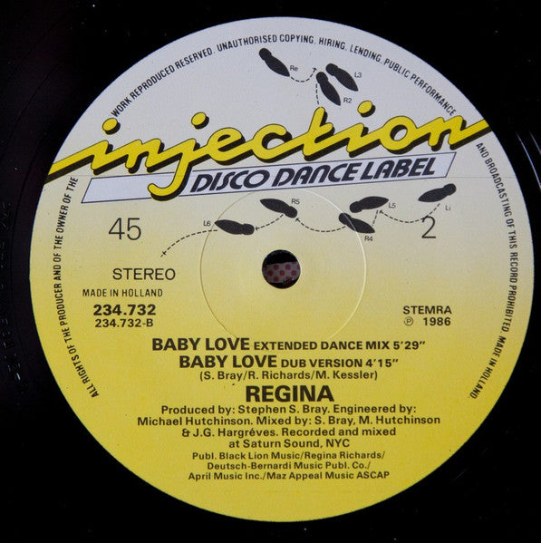 Regina (2) : Baby Love (Remix) (12", Single, Pic)