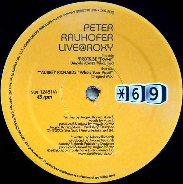 Various : Peter Rauhofer Live @ Roxy (2x12")
