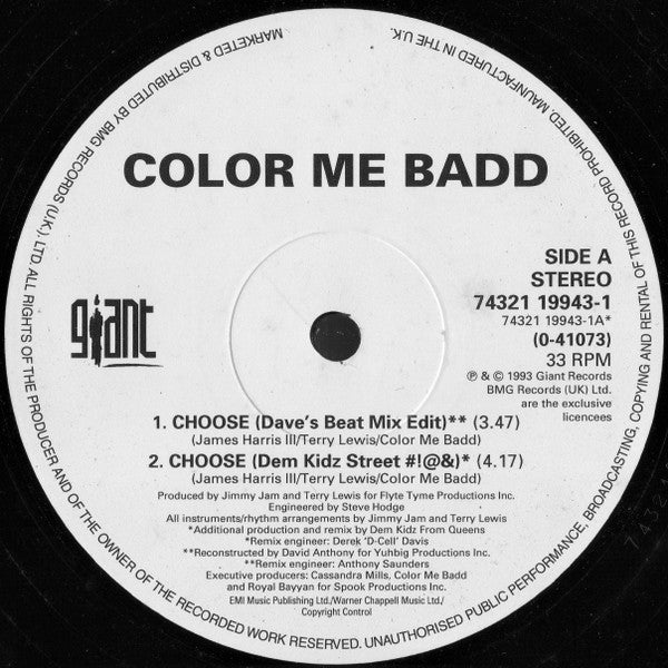 Color Me Badd : Choose (12", Single)