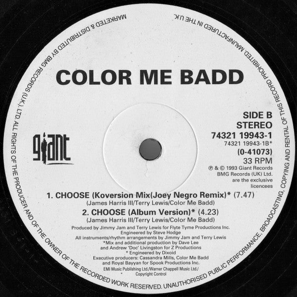 Color Me Badd : Choose (12", Single)