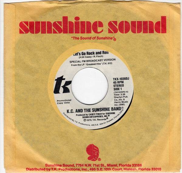 KC & The Sunshine Band : Let's Go Rock And Roll (7", Mono, Promo)