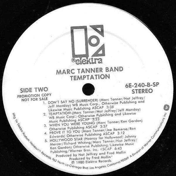 The Marc Tanner Band : Temptation (LP, Album, Promo)