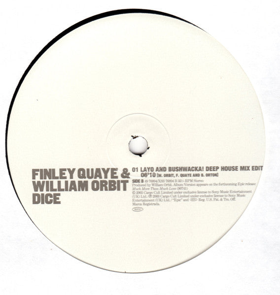 Finley Quaye - William Orbit : Dice (12")