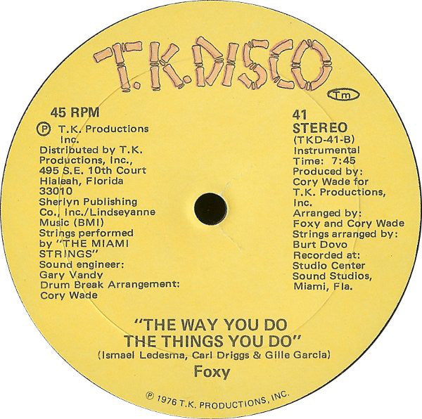 Foxy : The Way You Do The Things You Do (12")