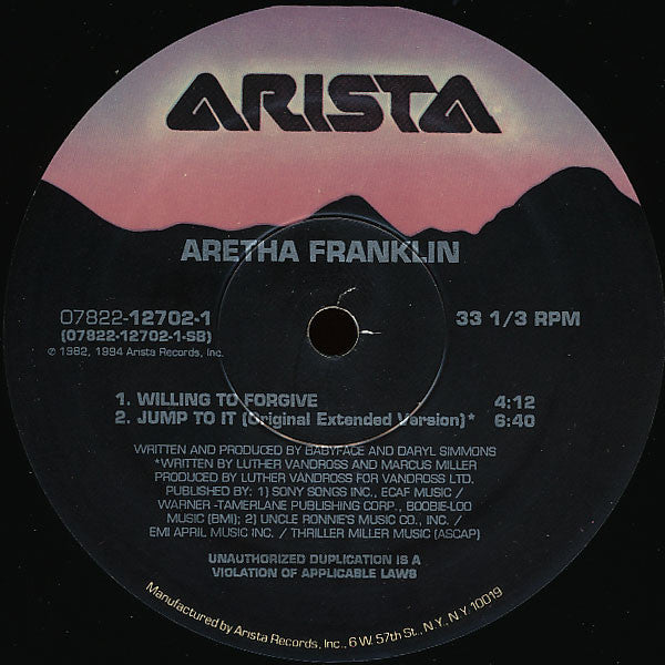 Aretha Franklin : Jump To It / Willing To Forgive (12")