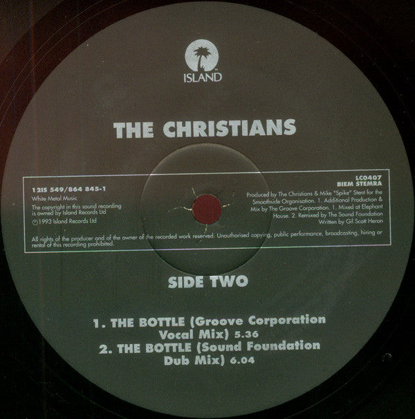 The Christians : The Bottle (12", Single)