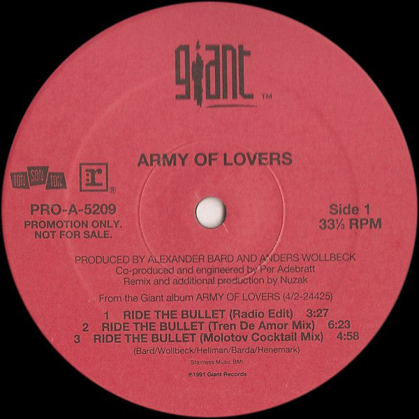 Army Of Lovers : Ride The Bullet / Love Me Like A Loaded Gun (12", Maxi, Promo)