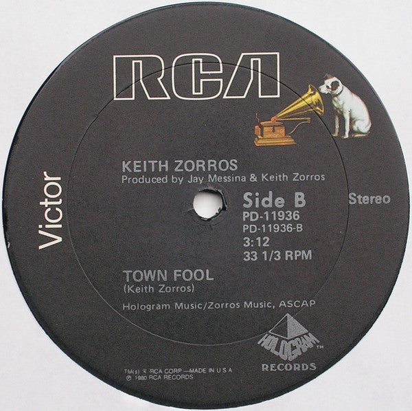 Keith Zorros : Too Hot To Stop The Rock (12")