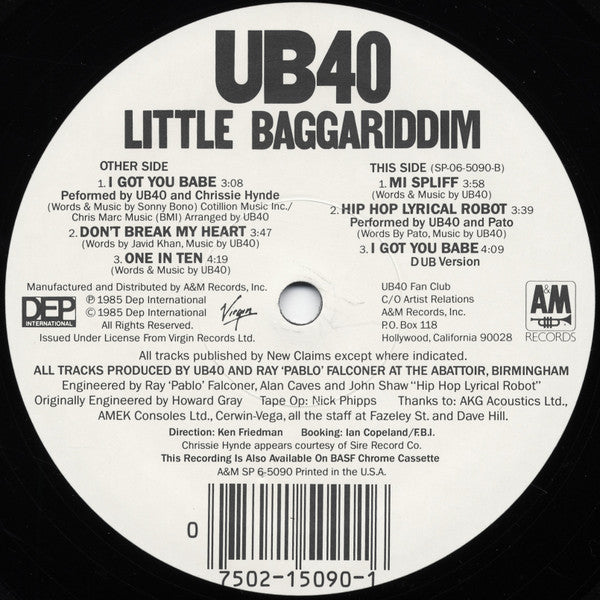 UB40 : Little Baggariddim (12", EP, EMW)