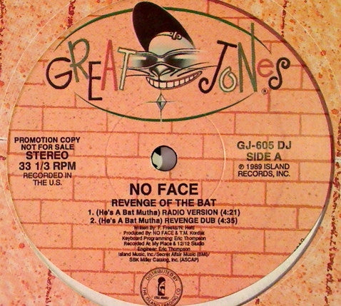 No Face (5) : Revenge Of The Bat (He's A Bat Mutha) (12", Promo)