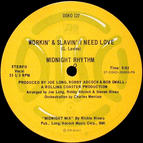 Midnight Rhythm : Workin' & Slavin' / I Need Love (12", Promo)
