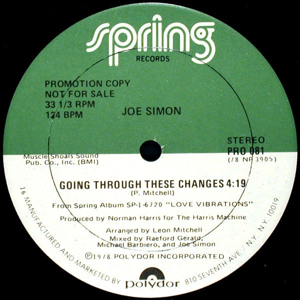 Joe Simon : Going Through These Changes (12", Promo)