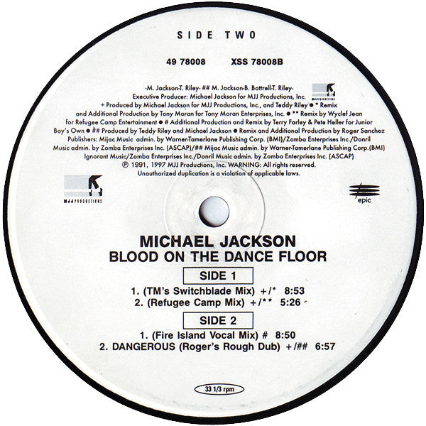 Michael Jackson : Blood On The Dance Floor (12")
