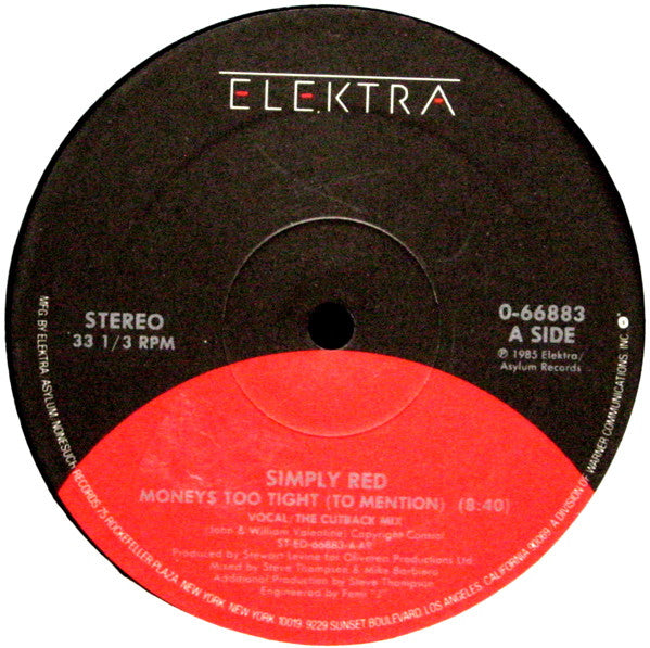 Simply Red : Money's Too Tight (To Mention) (The Cutback Mix) (12", All)
