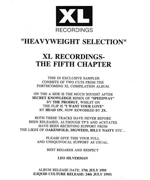 Various : XL Recordings: The Fifth Chapter - The Heavyweight Selection - DJ Sampler (12", Promo, Smplr)