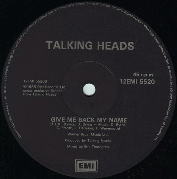 Talking Heads : The Lady Don't Mind (12", Single)
