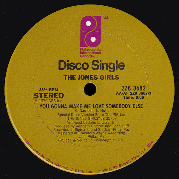 The Jones Girls : You Gonna Make Me Love Somebody Else (12", Single)