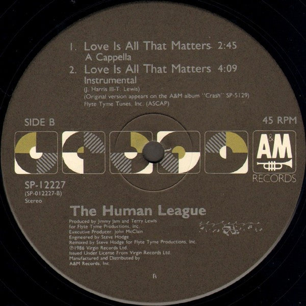 The Human League : Love Is All That Matters (12", Single)