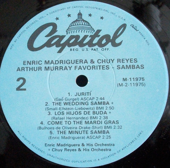 Enric Madriguera And His Orchestra, Chuy Reyes & His Orchestra : Sambas (LP, Album, Mono, RE)