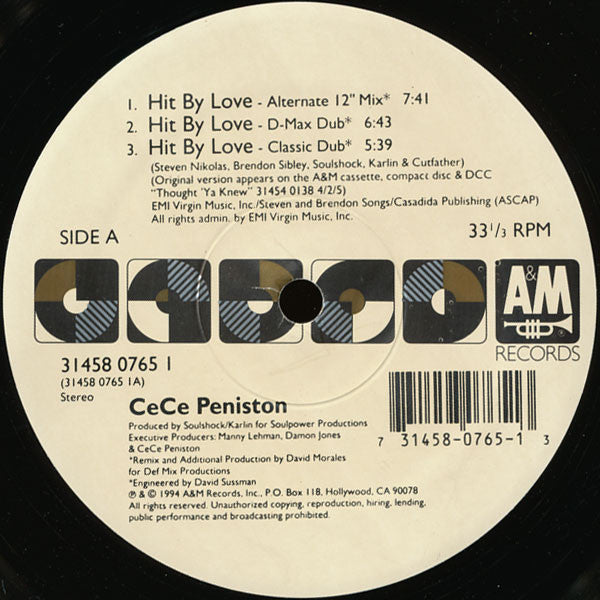 Ce Ce Peniston : Hit By Love (12", Single)
