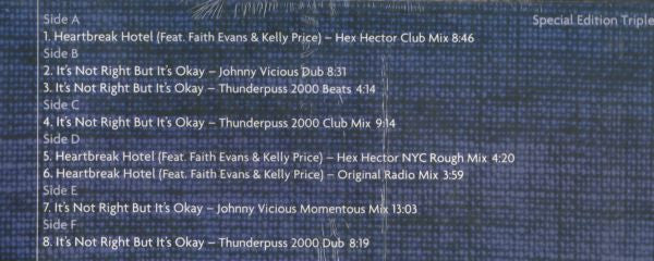 Whitney Houston Feat. Faith Evans & Kelly Price : Heartbreak Hotel / It's Not Right But It's Okay (The Dance Mixes) (3x12", S/Edition)