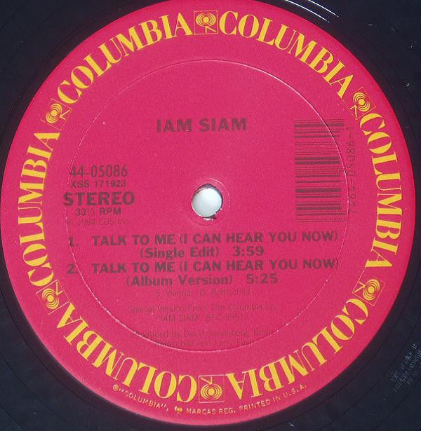 Iam Siam : Talk To Me (I Can Hear You Now) (12")