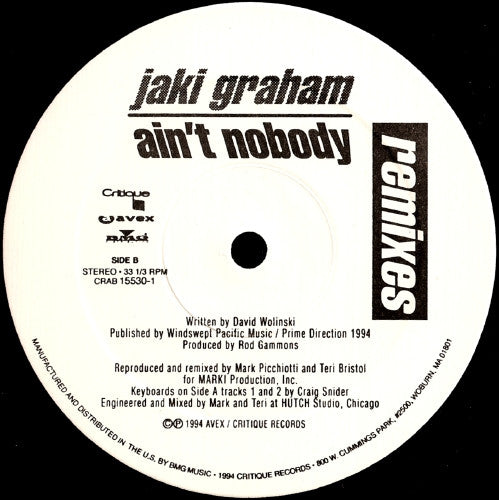 Jaki Graham : Ain't Nobody (Remixes) (12")